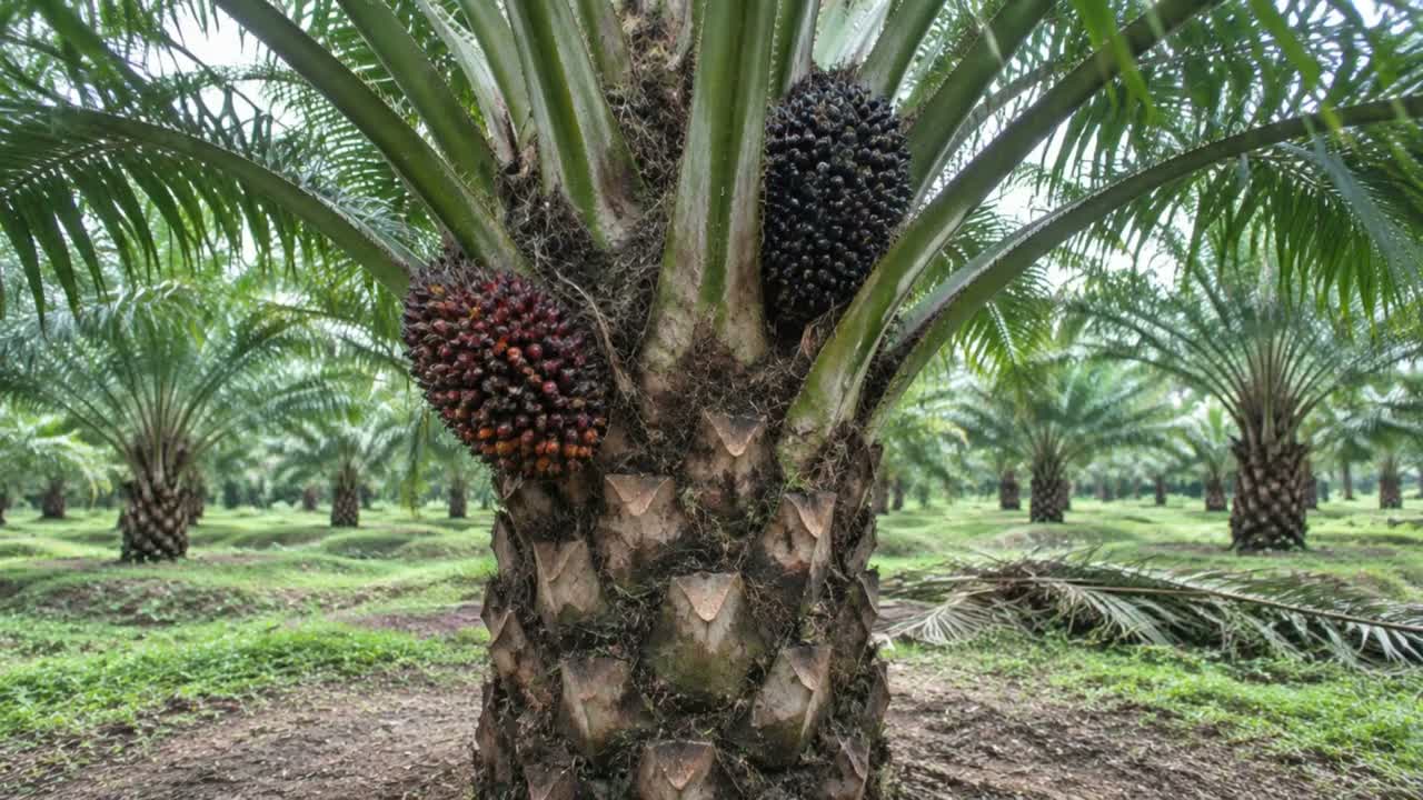 Oil palm with two visible fruit bunches, used for the field-of-view concept